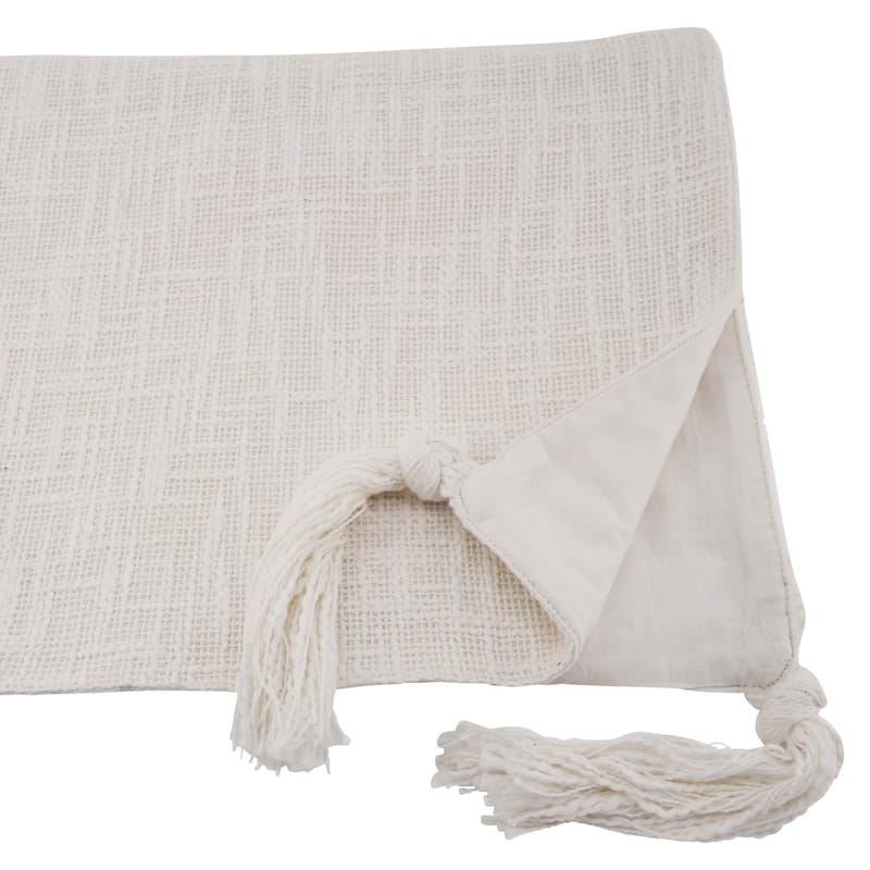 Solid Color Table Runner With Tasseled Design