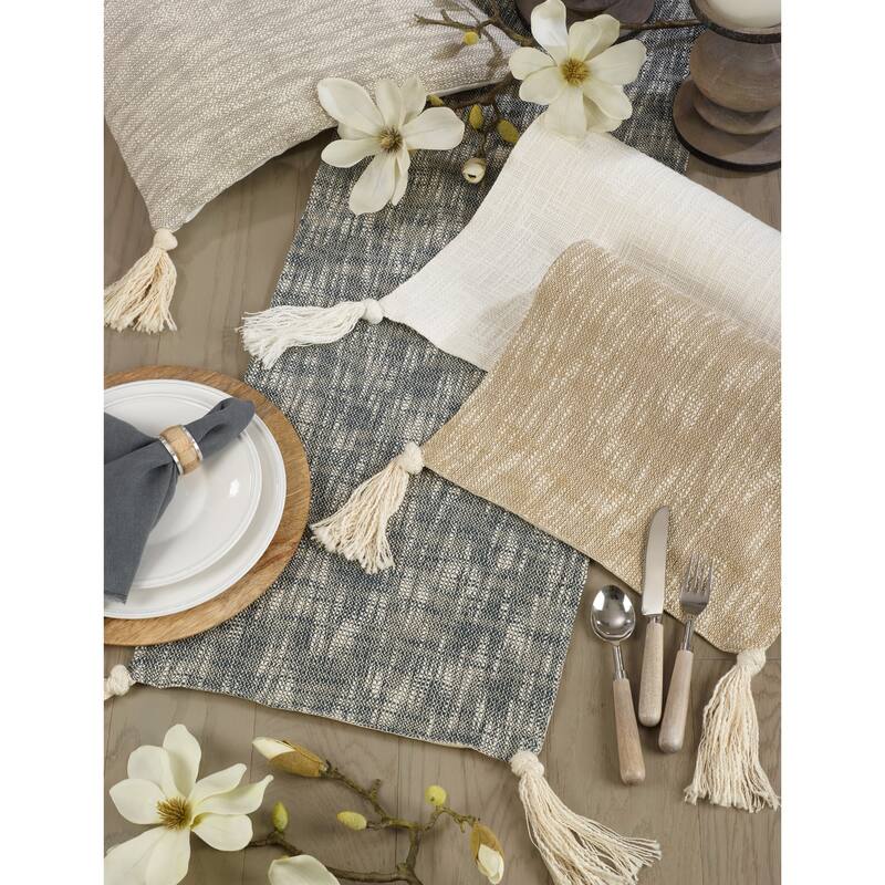 Solid Color Table Runner With Tasseled Design