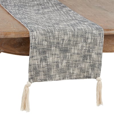 Solid Color Table Runner With Tasseled Design
