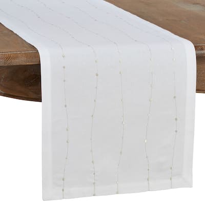 Cotton Table Runner with Embroidered Design
