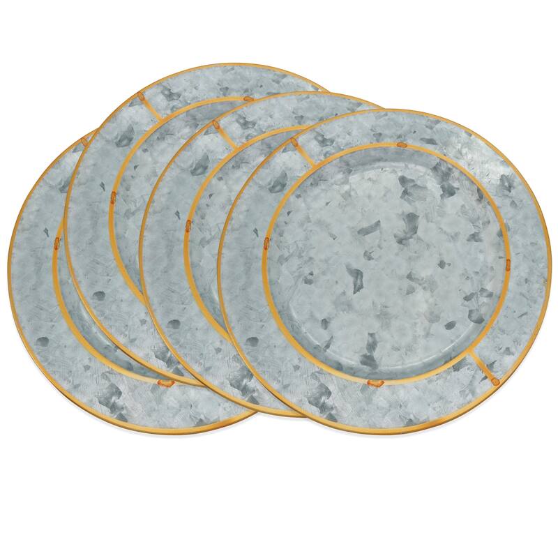 Gold Rim Galvanized Table Chargers (Set of 4)