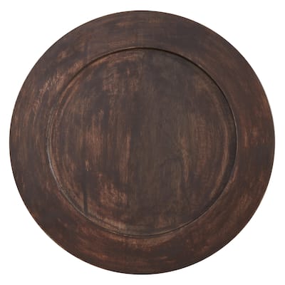Round Table Chargers With Dark Wood Design (Set of 4)