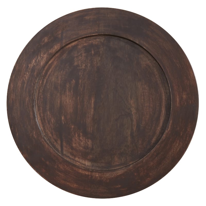 Round Table Chargers With Dark Wood Design (Set of 4)
