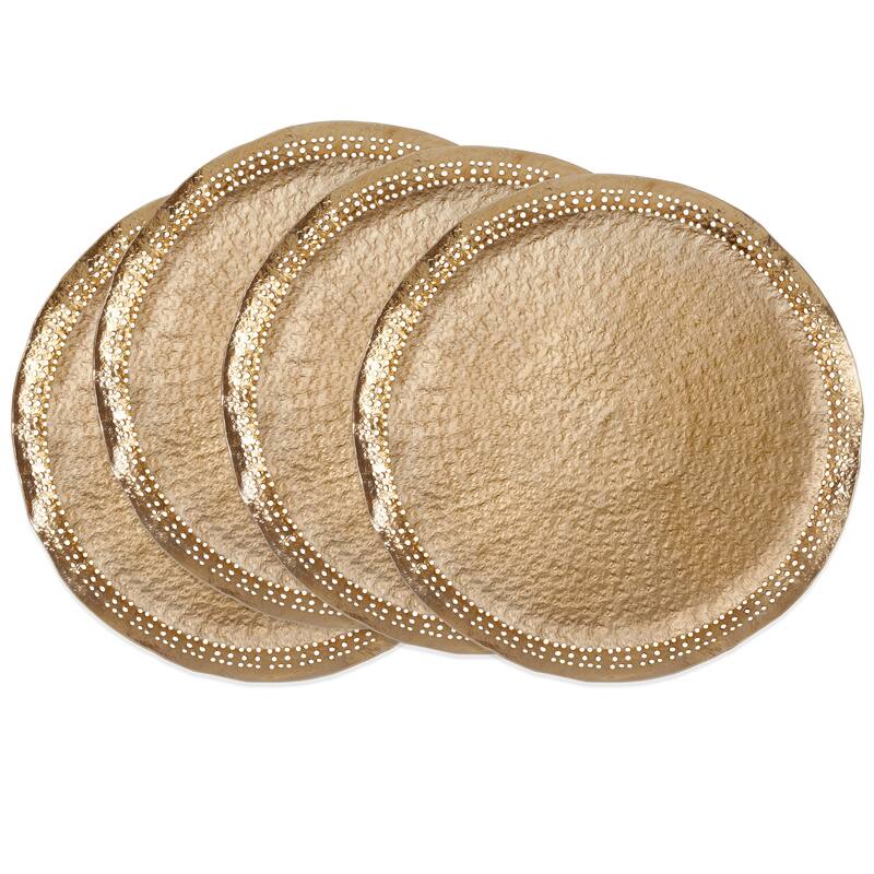 Metal Charger Plates With Hole Punched Design (Set of 4)