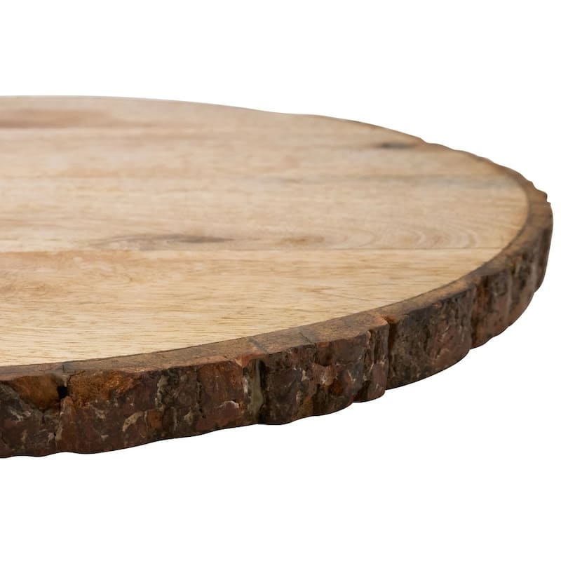 Wood Charger Plates With Bark Edge Design (Set of 4)