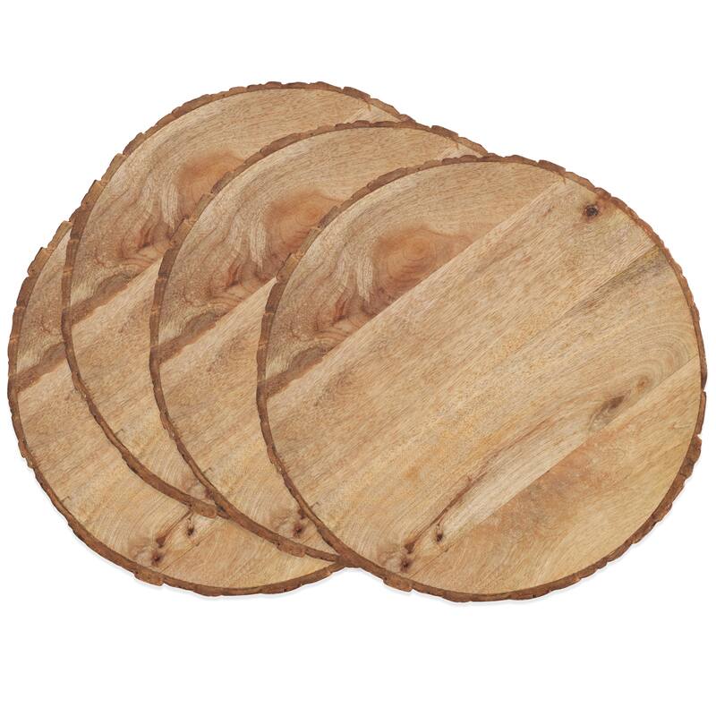 Wood Charger Plates With Bark Edge Design (Set of 4)