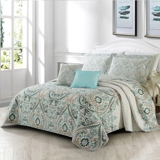 Oceanfront Resort Indienne Paisley Printed Cotton 3-Piece Quilt Set ...