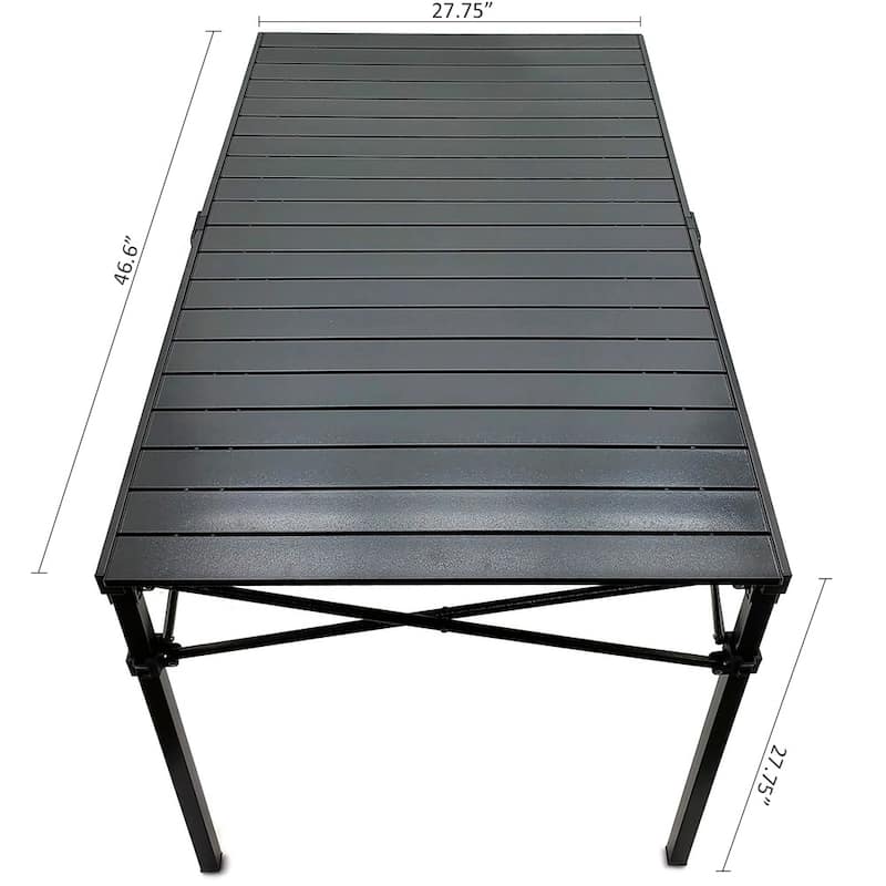 GoTEAM Portable Heavy Duty Aluminum Roll-Top Table, Camping/Tailgating/Beach Instant Table with Carry Bag