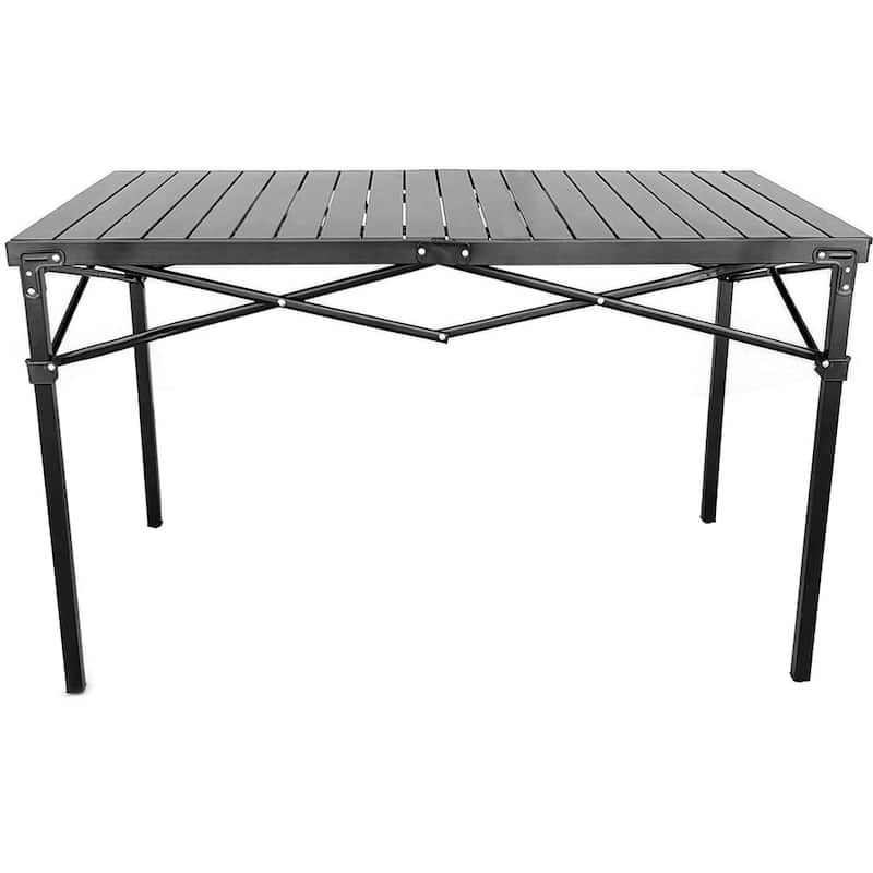GoTEAM Portable Heavy Duty Aluminum Roll-Top Table, Camping/Tailgating/Beach Instant Table with Carry Bag
