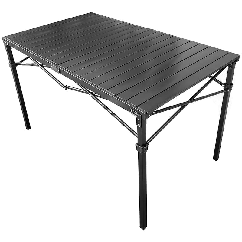 GoTEAM Portable Heavy Duty Aluminum Roll-Top Table, Camping/Tailgating/Beach Instant Table with Carry Bag - Large