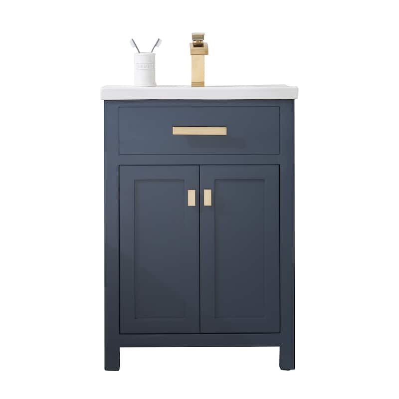 Myra 24-inch Espresso MDF Single Bowl Ceramic Top Vanity with Double Door