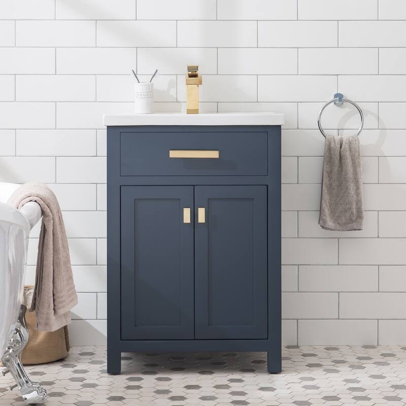 Myra 24-inch Espresso MDF Single Bowl Ceramic Top Vanity with Double Door