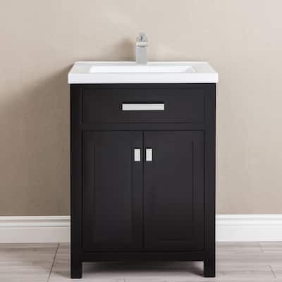 Myra 24-inch Espresso MDF Single Bowl Ceramic Top Vanity with Double Door