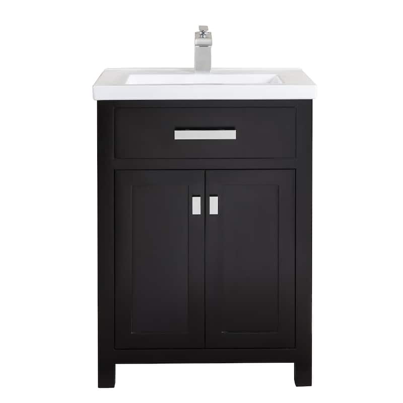 Myra 24-inch Espresso MDF Single Bowl Ceramic Top Vanity with Double Door