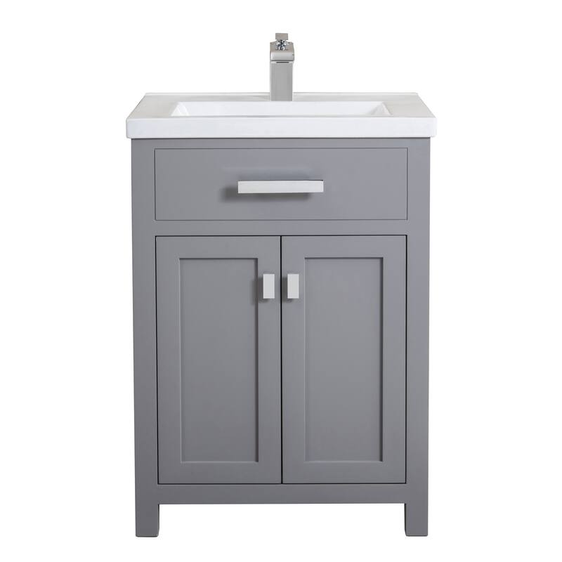 Myra 24-inch Espresso MDF Single Bowl Ceramic Top Vanity with Double Door