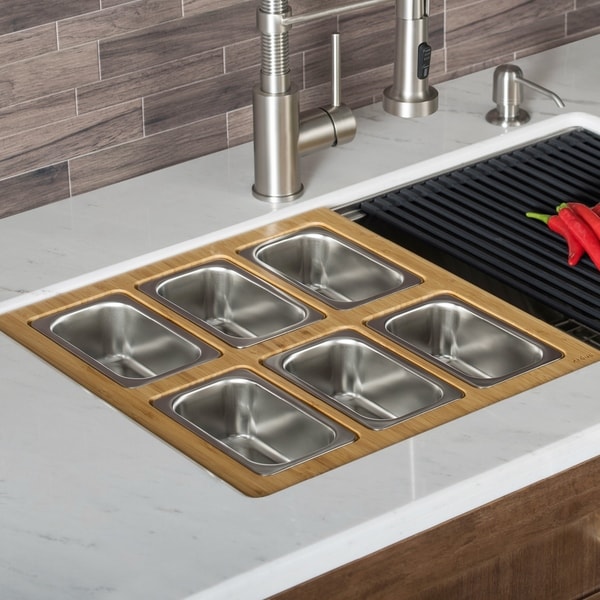 KRAUS Workstation Kitchen Accessory Set - Serving Board, 6 Containers