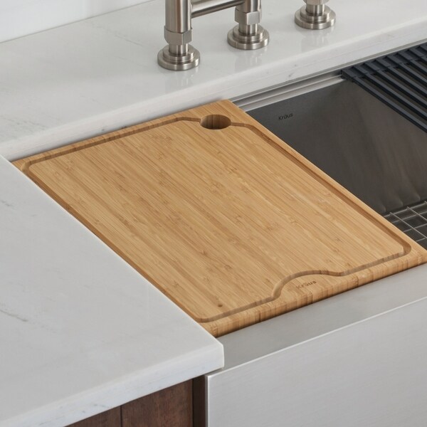 KRAUS Workstation Kitchen Sink Solid Bamboo Cutting Board
