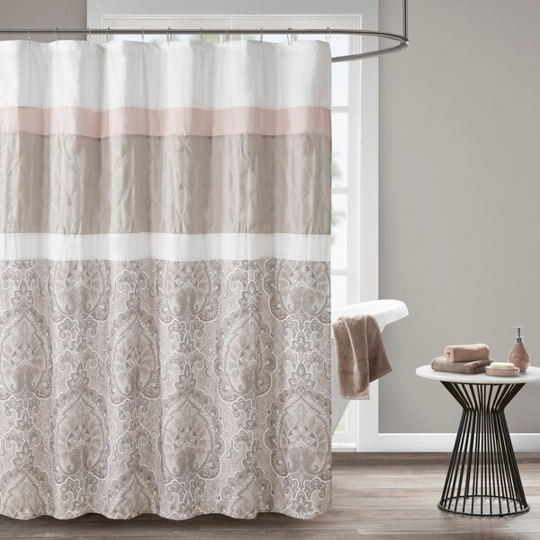 510 Design Josefina Blush Printed and Embroidered Shower Curtain - On ...