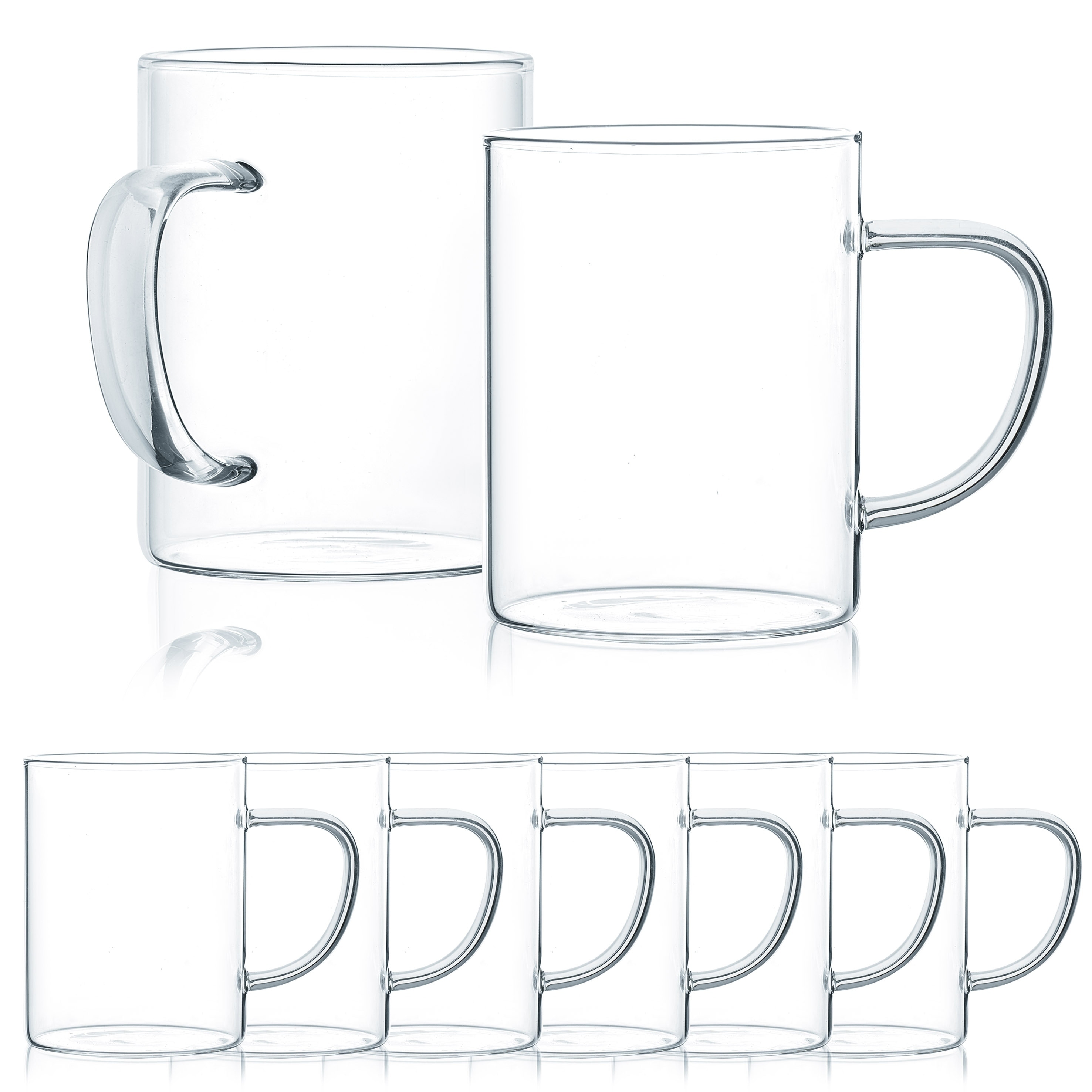 JavaFly Glass Mug, Set of 8, 10.5 oz