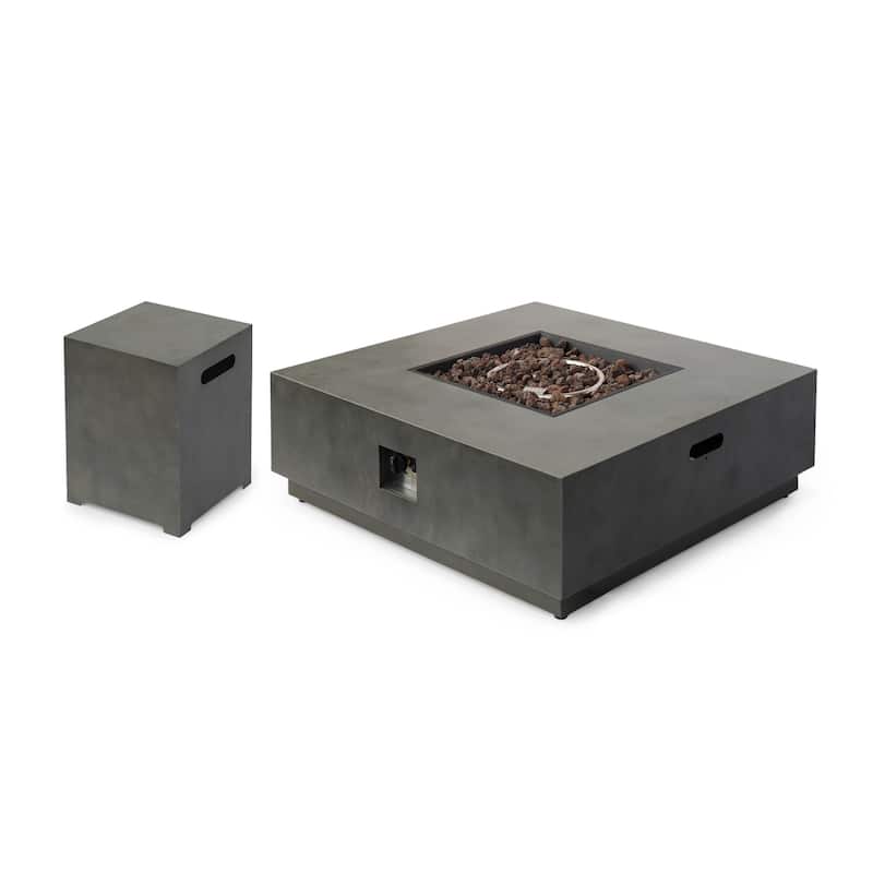 Wellington Outdoor 40-Inch Square Fire Pit with Tank Holder by Christopher Knight Home - Grey