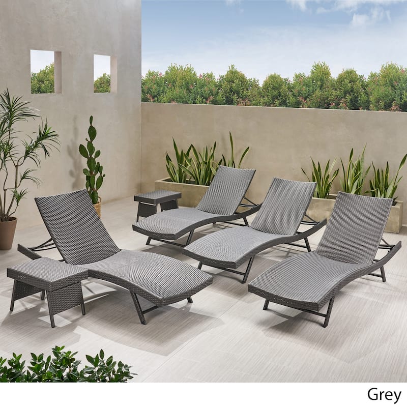 Kauai Outdoor 6 Piece Wicker Chaise Lounge Set by Christopher Knight Home