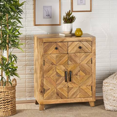 Latham Boho Handcrafted Mango Wood 2 Door 2 Drawer Cabinet by Christopher Knight Home