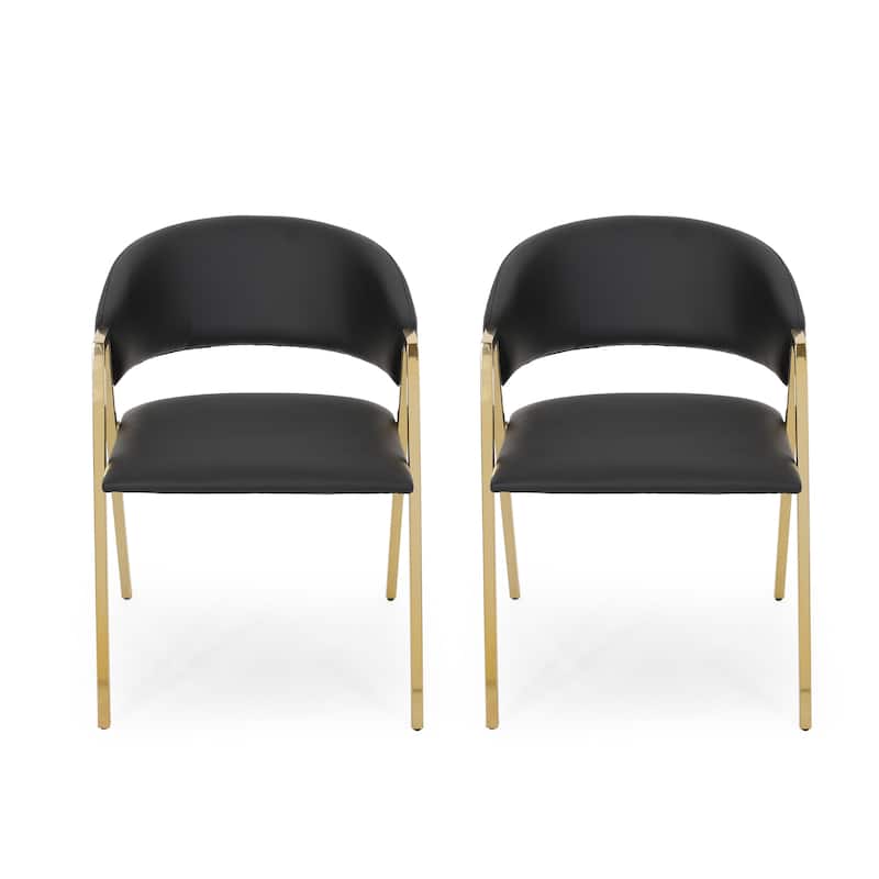 Gazo Modern Upholstered Dining Chair (Set of 2) by Christopher Knight Home - Black + Gold
