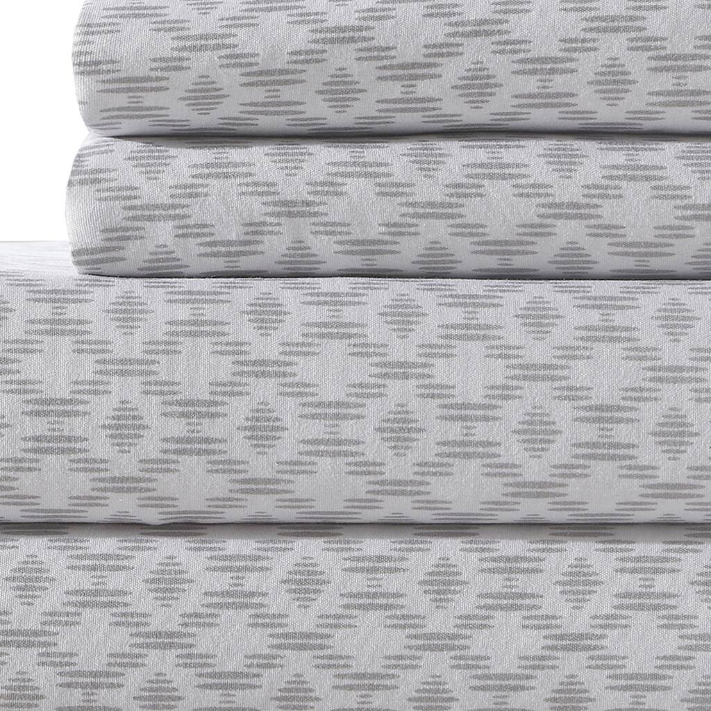 Venice 3 Piece Twin Size Diamond Sheet Set The Urban Port, Gray and White