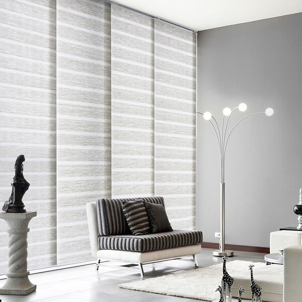 GoDear Design Natural Woven Adjustable Sliding Panel, Pleated Fabric, 45.8"- 86" W x 96" L