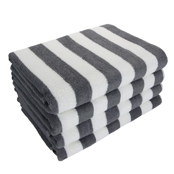 Dark Grey Beach Striped Towel