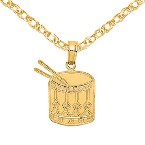 14k Yellow Gold Polished Drum /& Sticks Charm