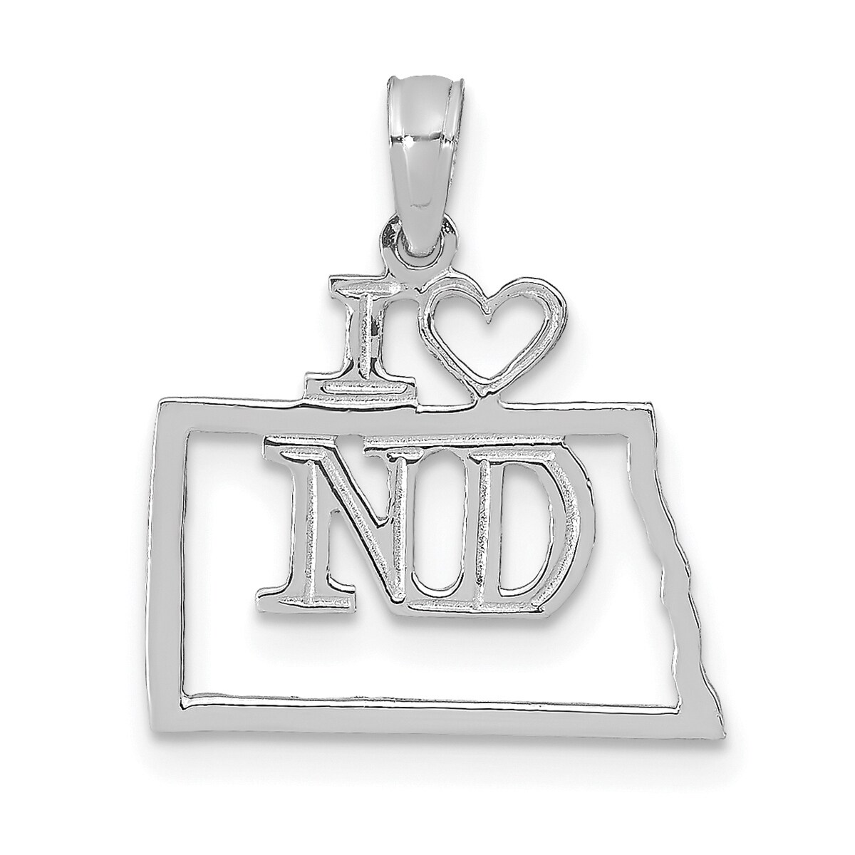 14k White Gold Solid South Dakota State Pendant