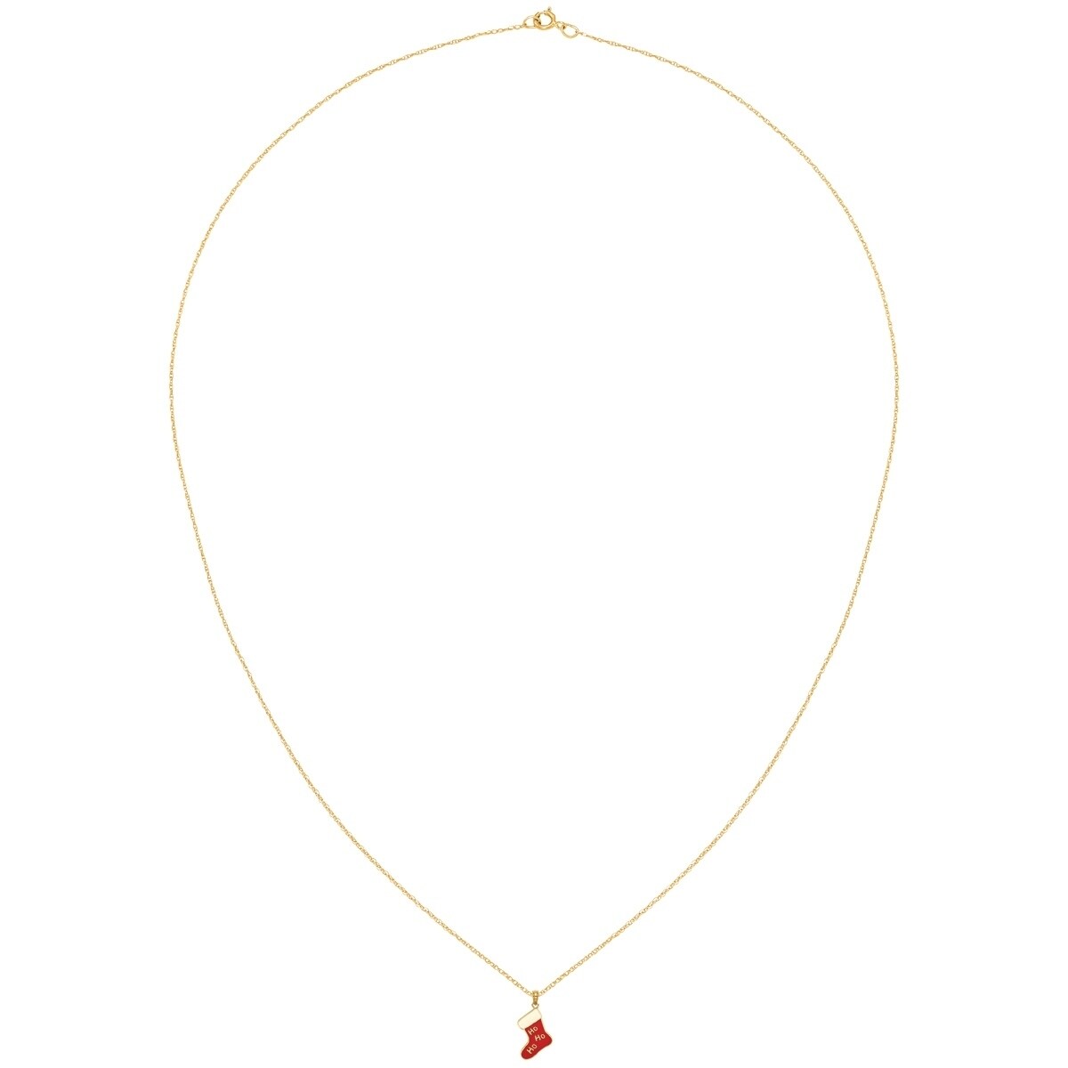 14k Yellow Gold 2-D /& Enamel HO HO HO Christmas Stocking Charm