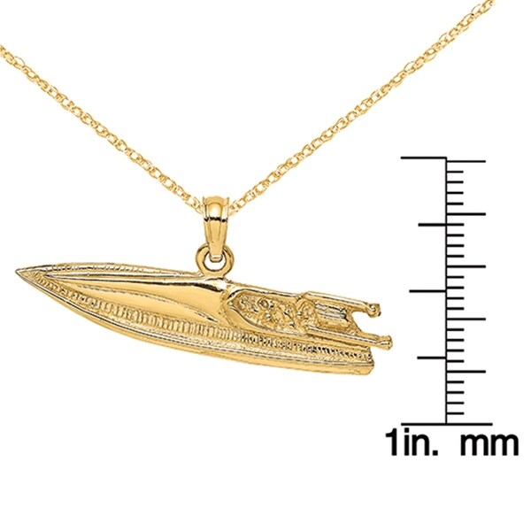 14k Yellow Gold 2-D Textured SPEED BOAT Charm