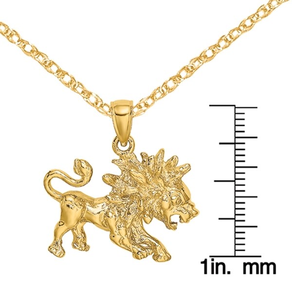 High Polish 14K Yellow Gold Gemini Pendant Zodiac Sign Charm Figaro Chain Necklace