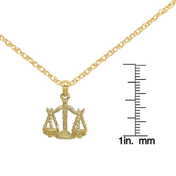 High Polish 14K Yellow Gold Gemini Pendant Zodiac Sign Charm Figaro Chain Necklace