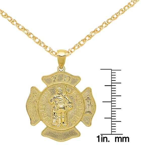 10K Yellow Gold Fire Rescue Maltese Cross Firefighter Necklace 10K Yellow Gold Fire Rescue Maltese Cross Firefighter Necklace