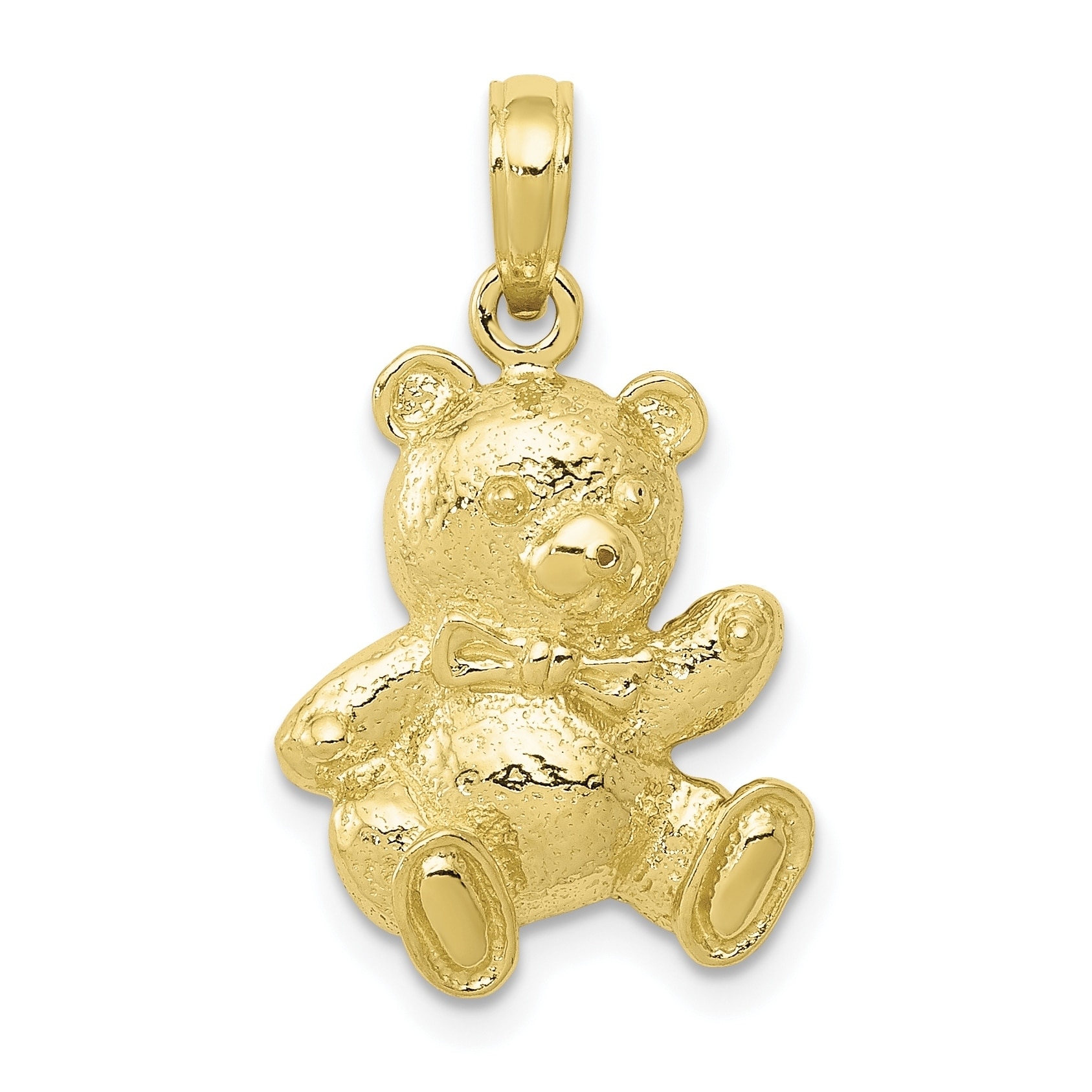 FB Jewels Solid 14K Yellow Gold Satin Diamond-cut SuNFLower Pendant