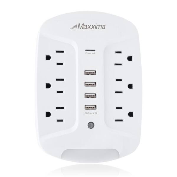 Night Light Wall Power Outlet with 4.2A USB Ports Auto On/Off
