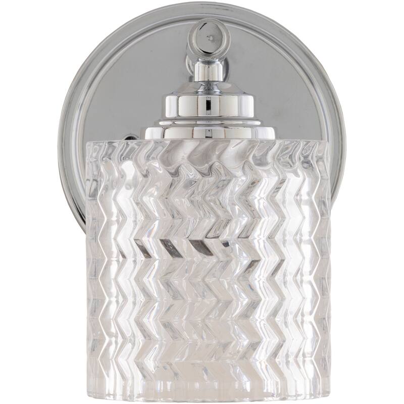 Artistic Weavers Ezel Traditional Chevron Glass 1-Light Wall Sconce - 7.75"H x 5.5"W x 6.375"D - 7.75"H x 5.5"W x 6.375"D - Nickel