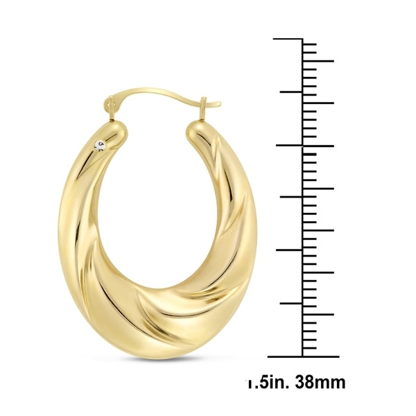 Hoop Earrings 10Kt Gold Texture Hoop Earring