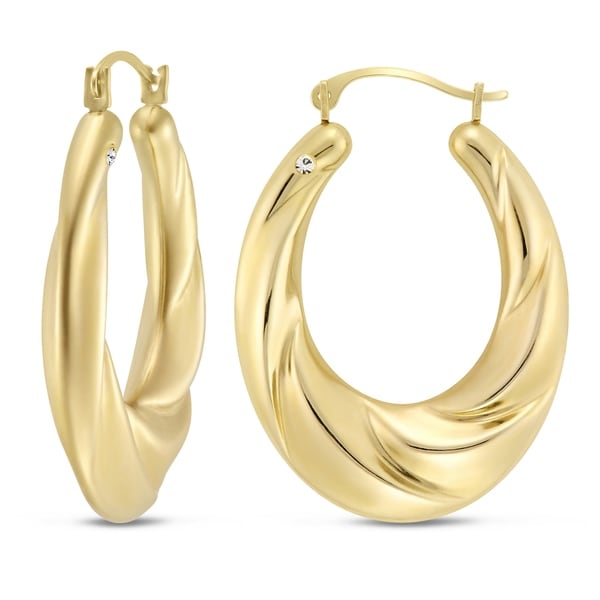 Hoop Earrings 10Kt Gold Texture Hoop Earring