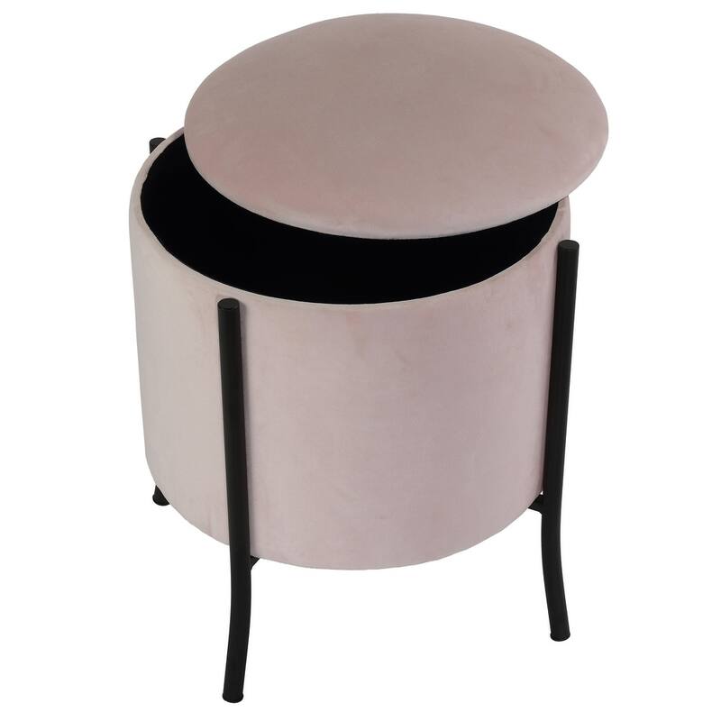 Cortesi Home Seattle Storage Ottoman, Blush Pink Velvet