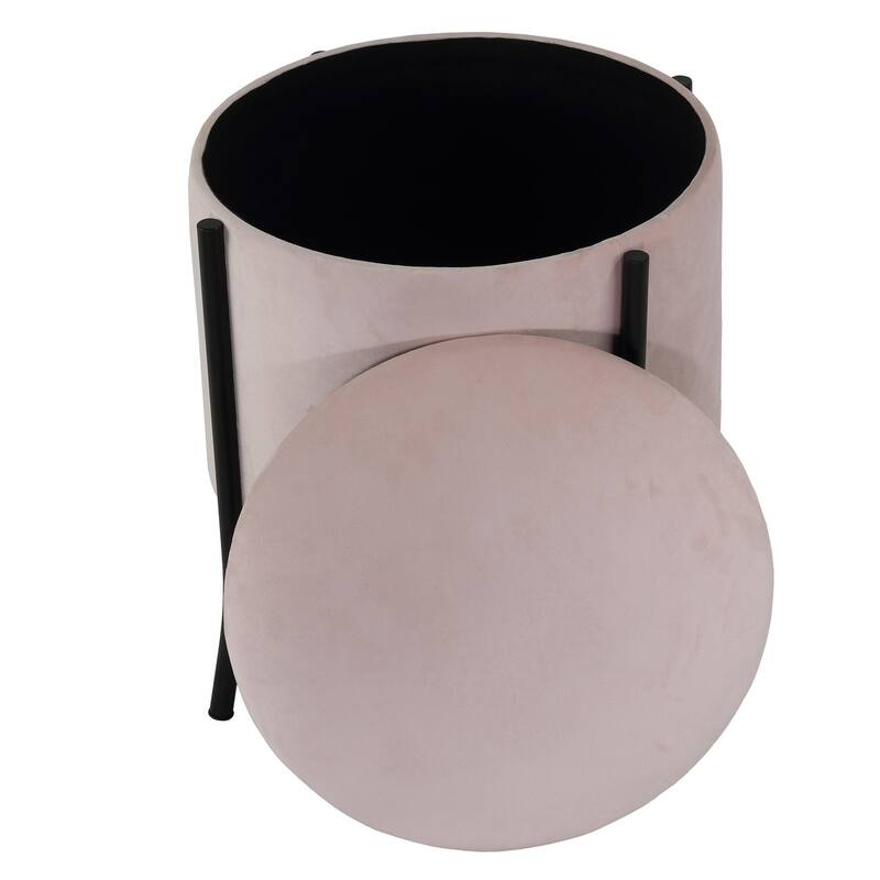 Cortesi Home Seattle Storage Ottoman, Blush Pink Velvet