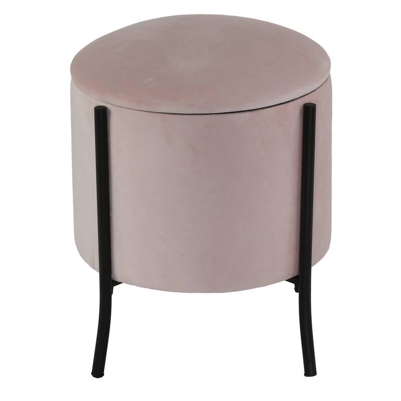Cortesi Home Seattle Storage Ottoman, Blush Pink Velvet