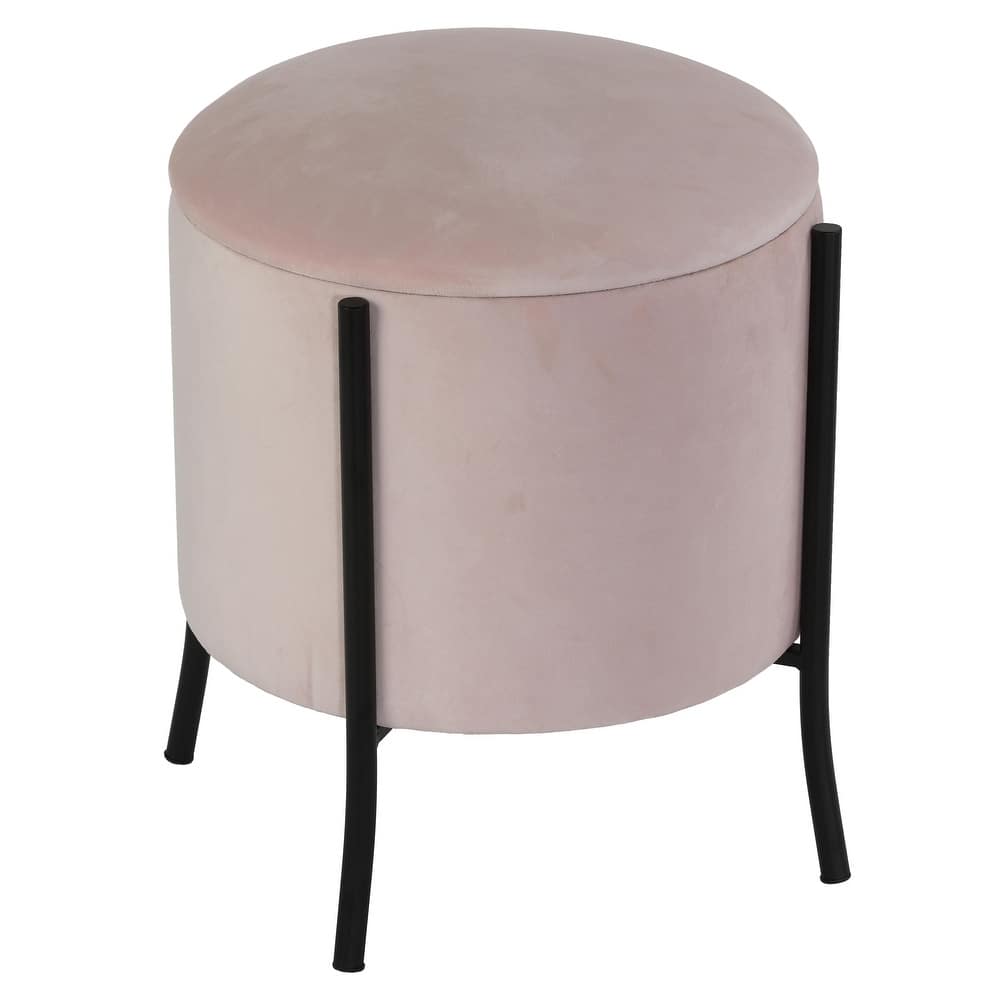 Cortesi Home Seattle Storage Ottoman, Blush Pink Velvet