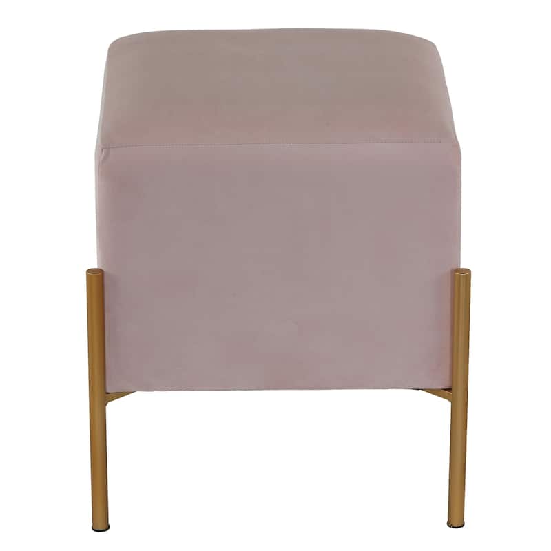 Cortesi Home Spokane Square Ottoman, Pink Velvet