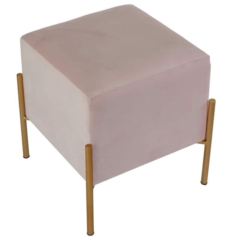 Cortesi Home Spokane Square Ottoman, Pink Velvet