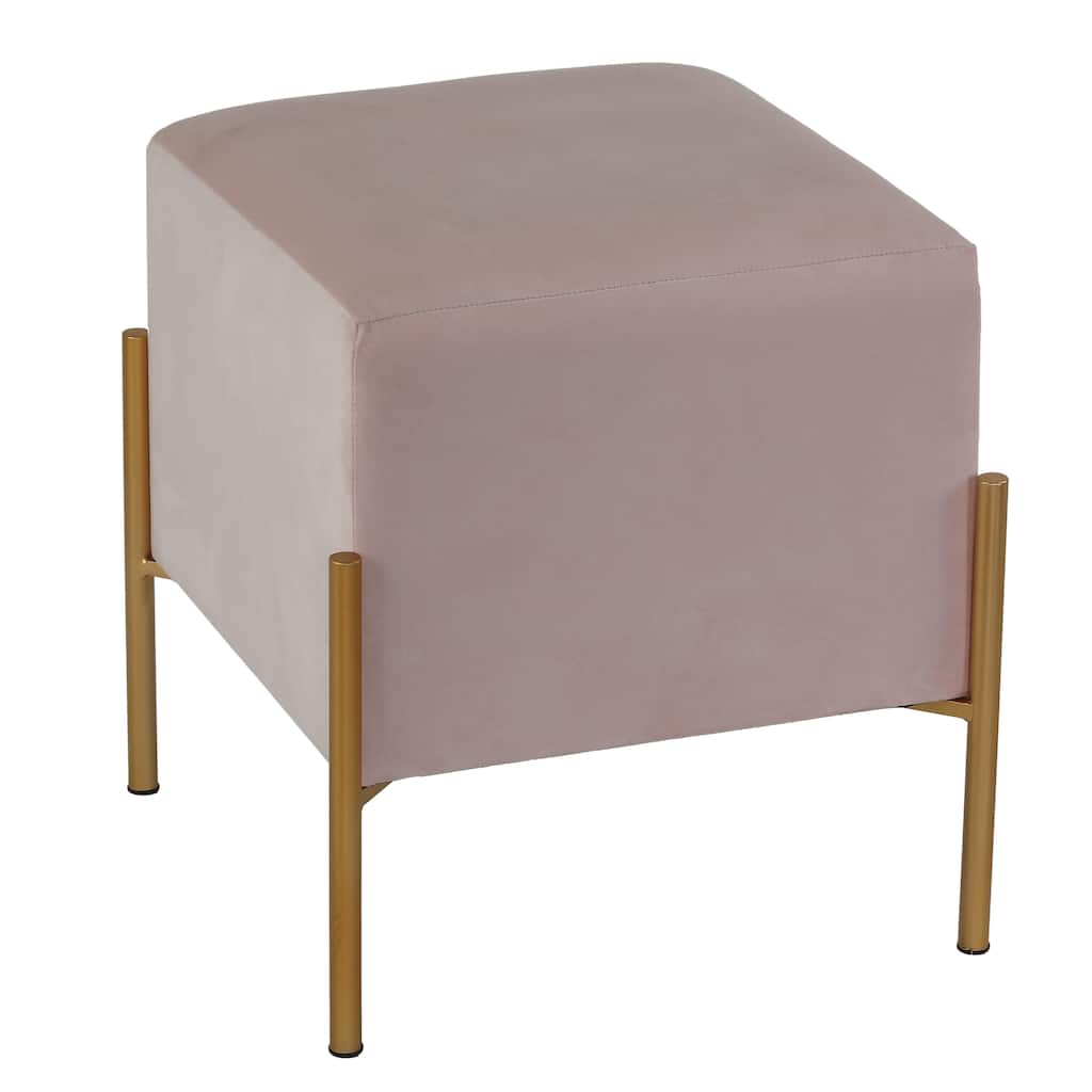 Cortesi Home Spokane Square Ottoman, Pink Velvet