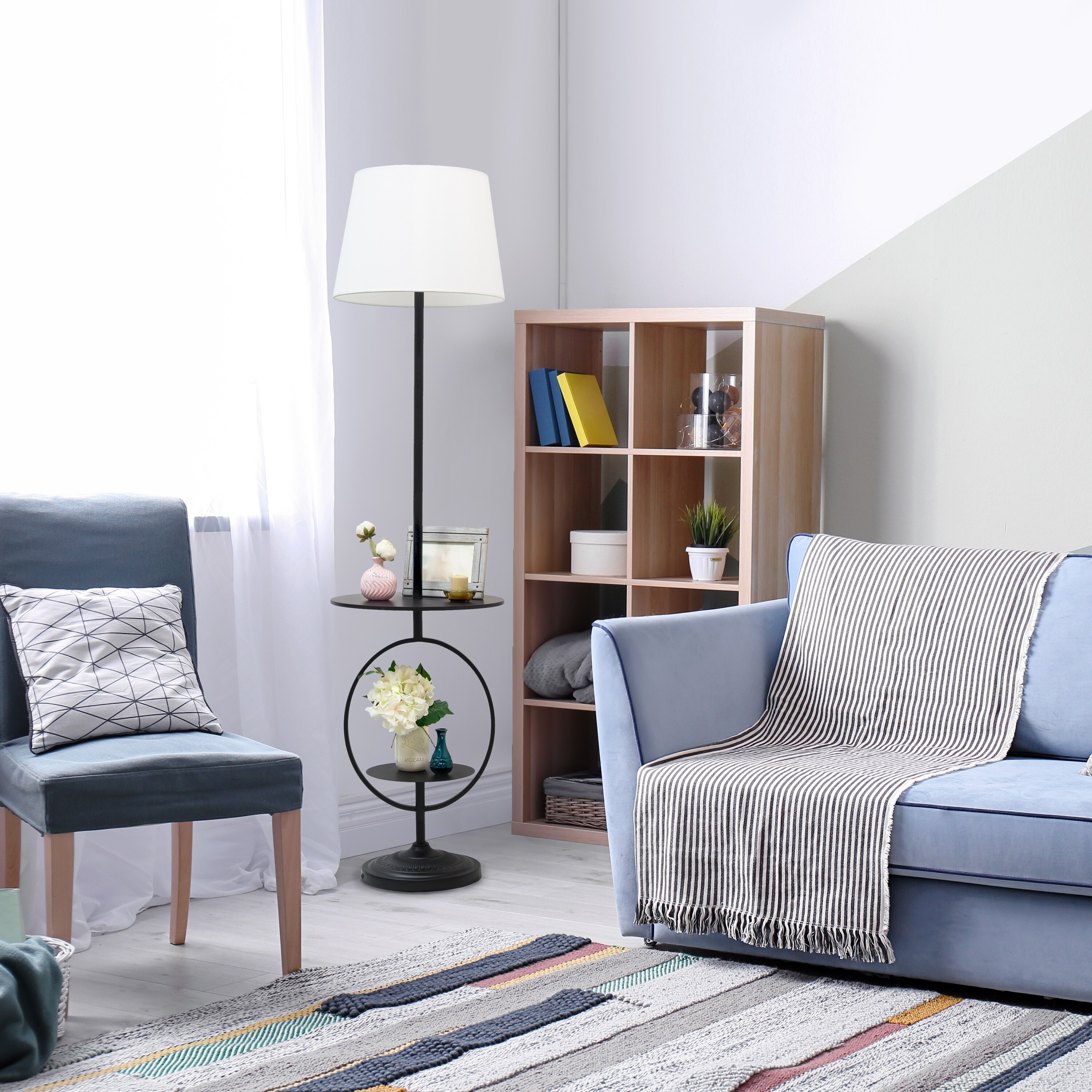 bedside floor lamp with shelf